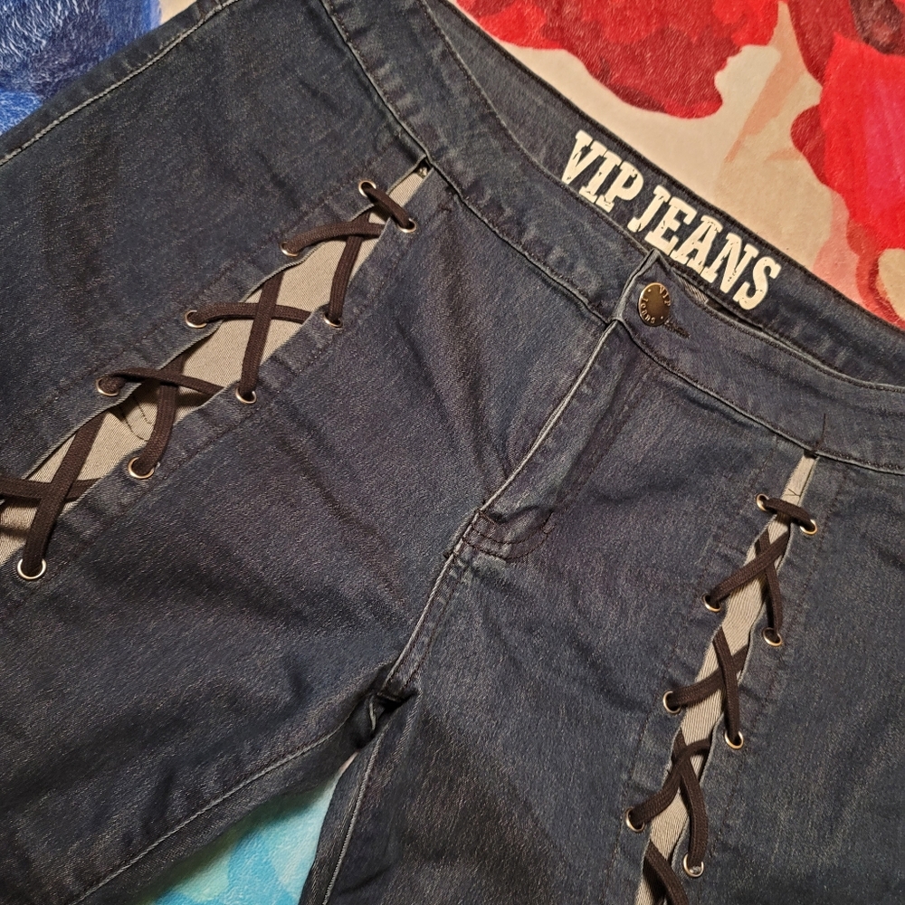 VIP Lace Up Skinny Jeans